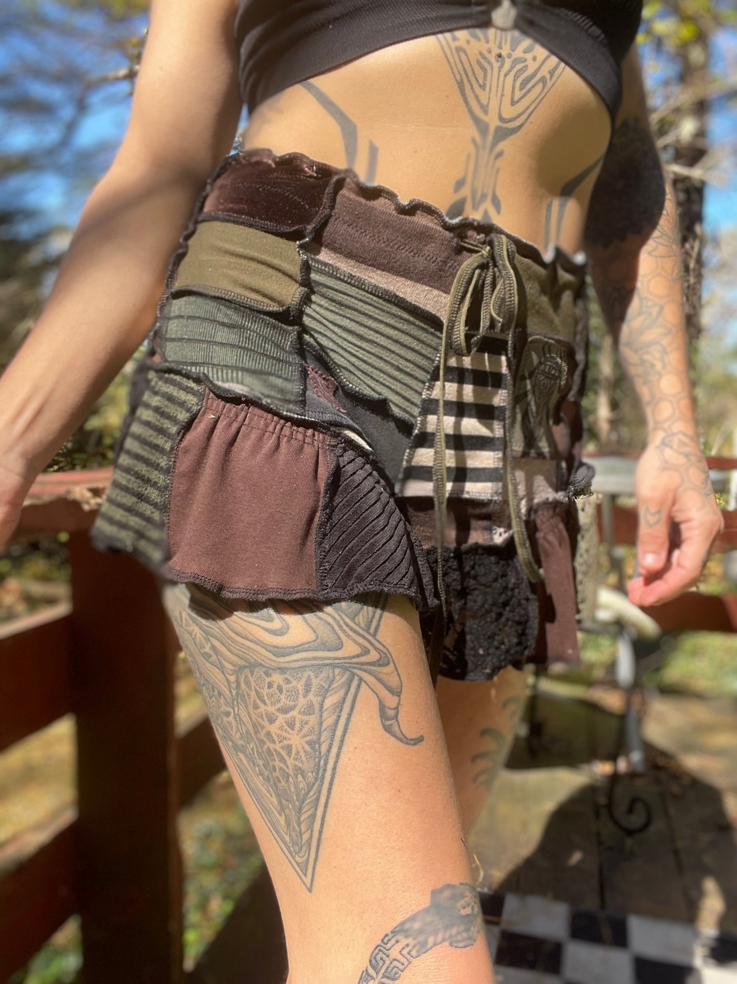 One With The Trees Ruffle Shorts