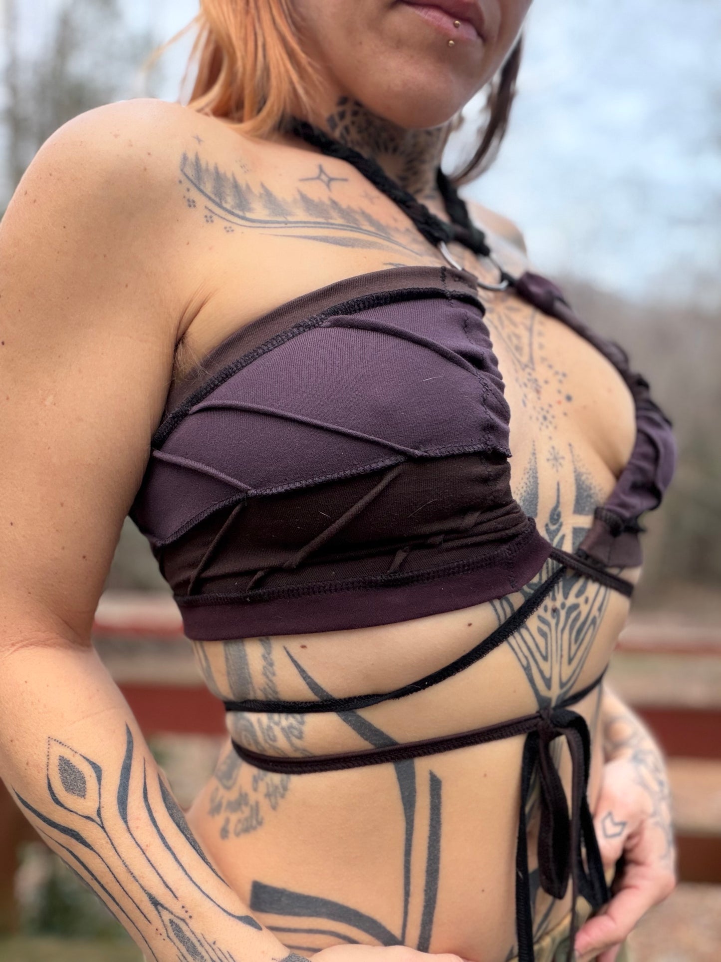 Plum Fae Leaf Bandeau Top