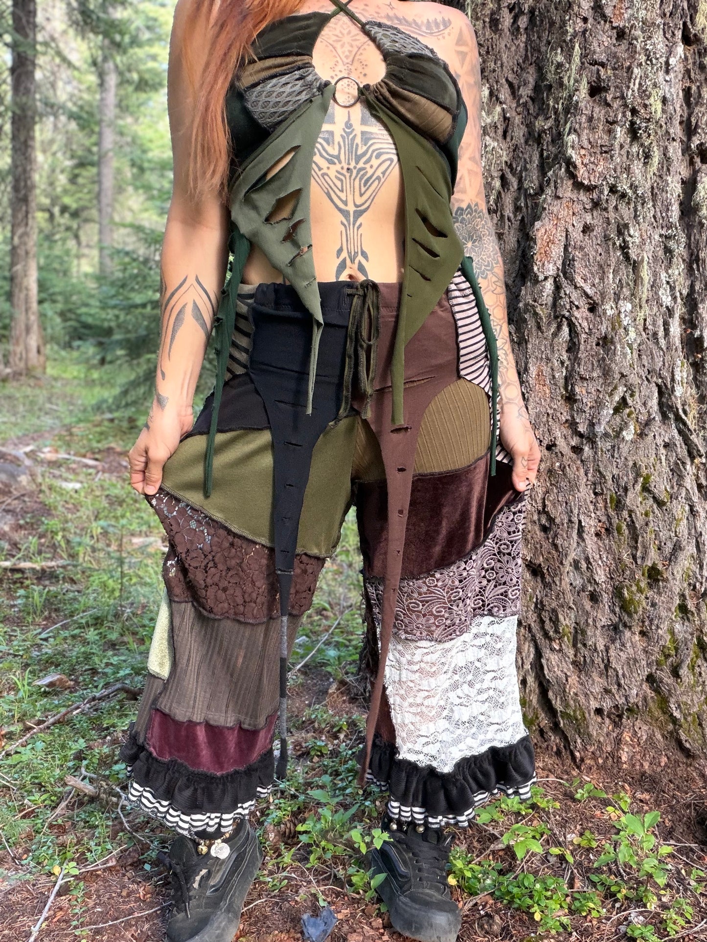 Earthy Lace Tendril Pants