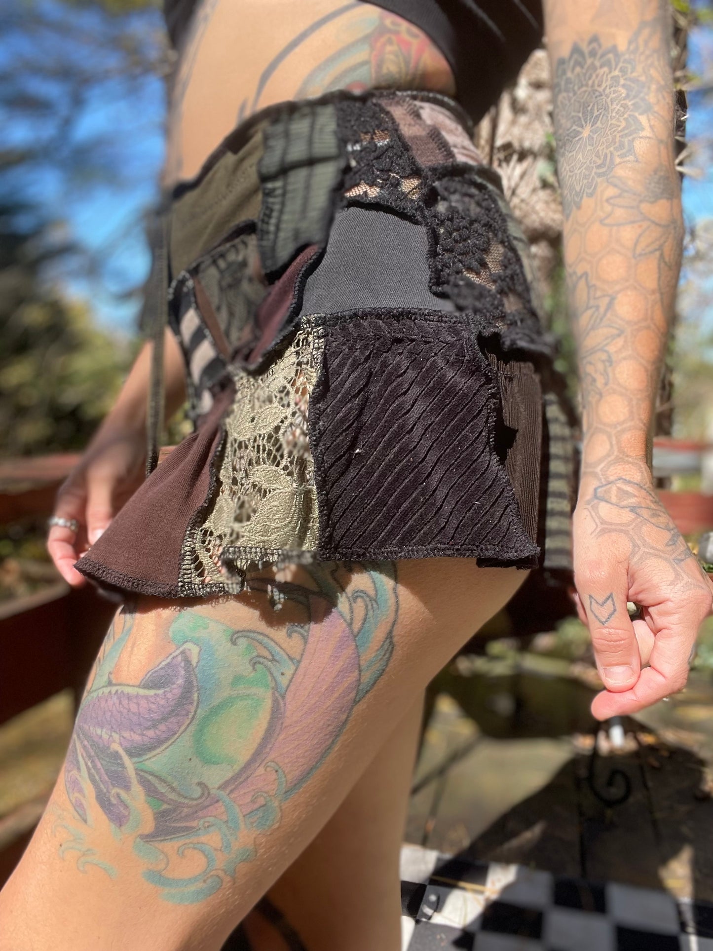 One With The Trees Ruffle Shorts