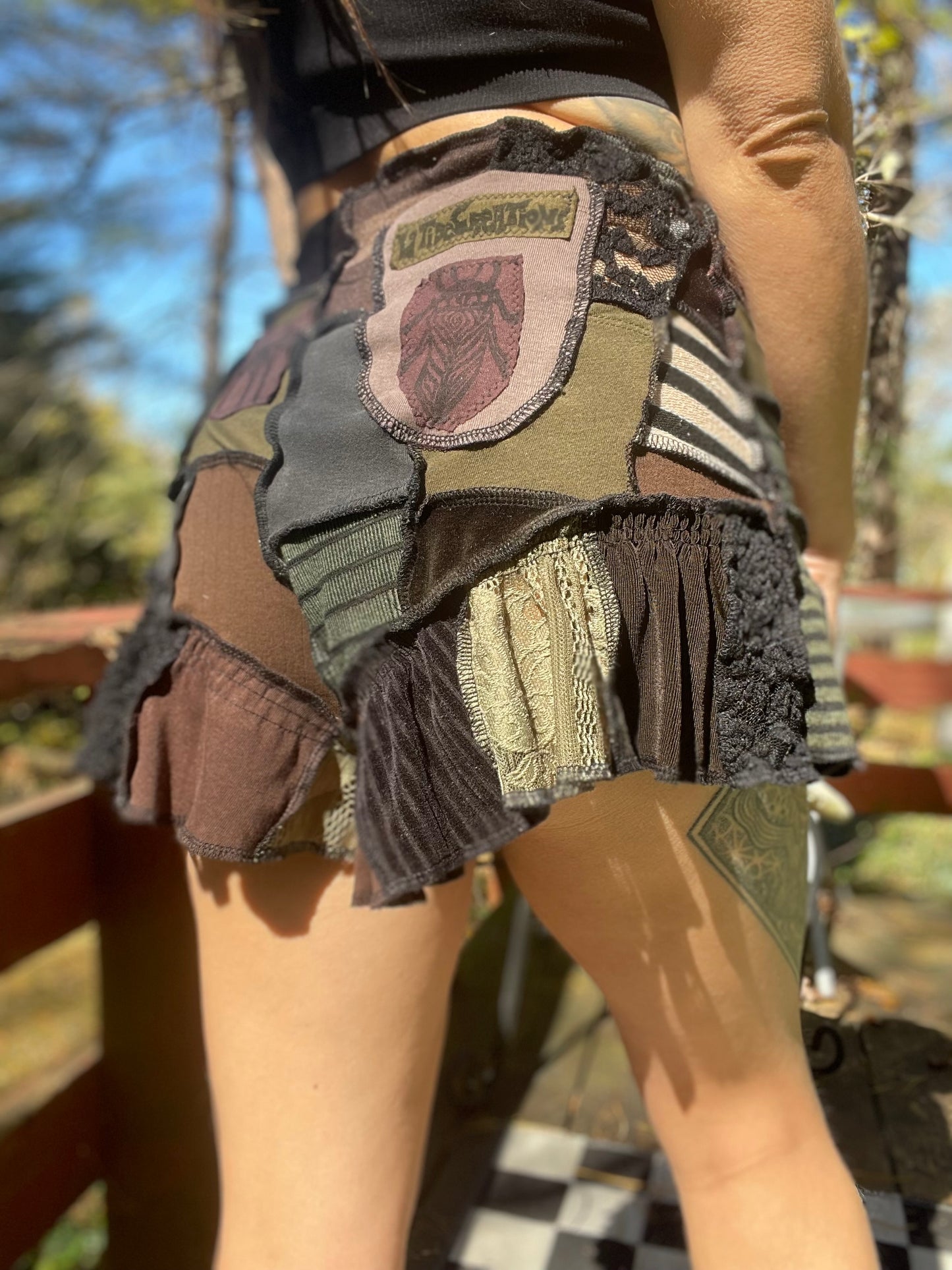 One With The Trees Ruffle Shorts