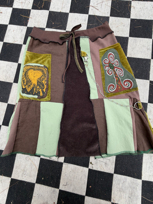 “Merge & Mend” Midi Artsy Skirt with Chain ~*
