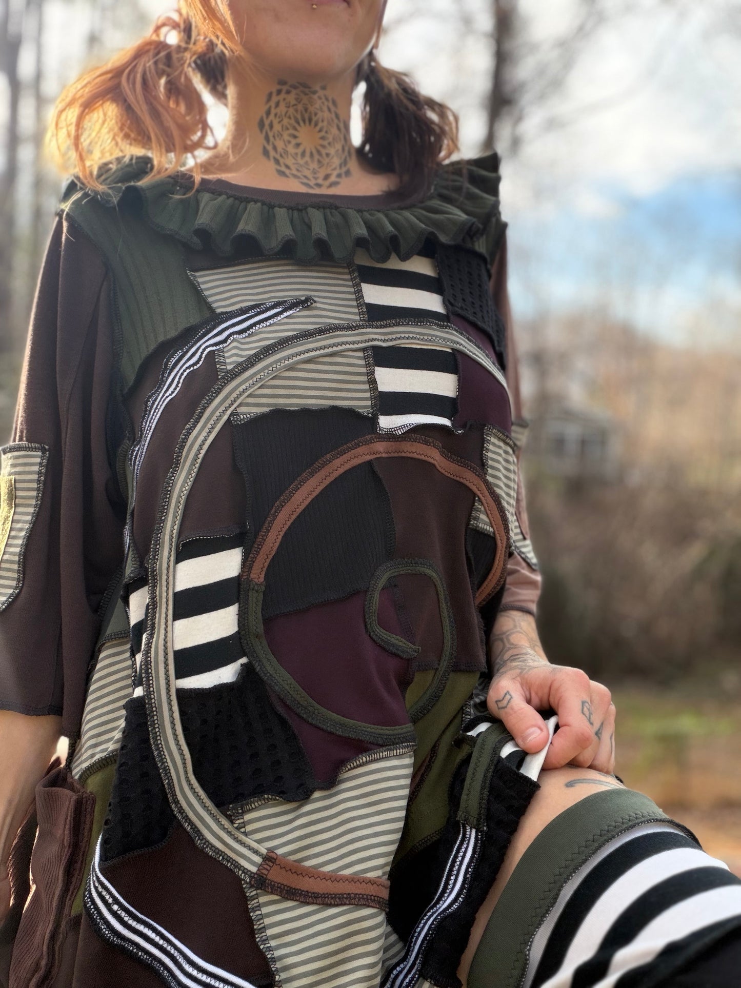 Stop & Smell the Lotus ~* Ruffle spiral pixie shirt dress