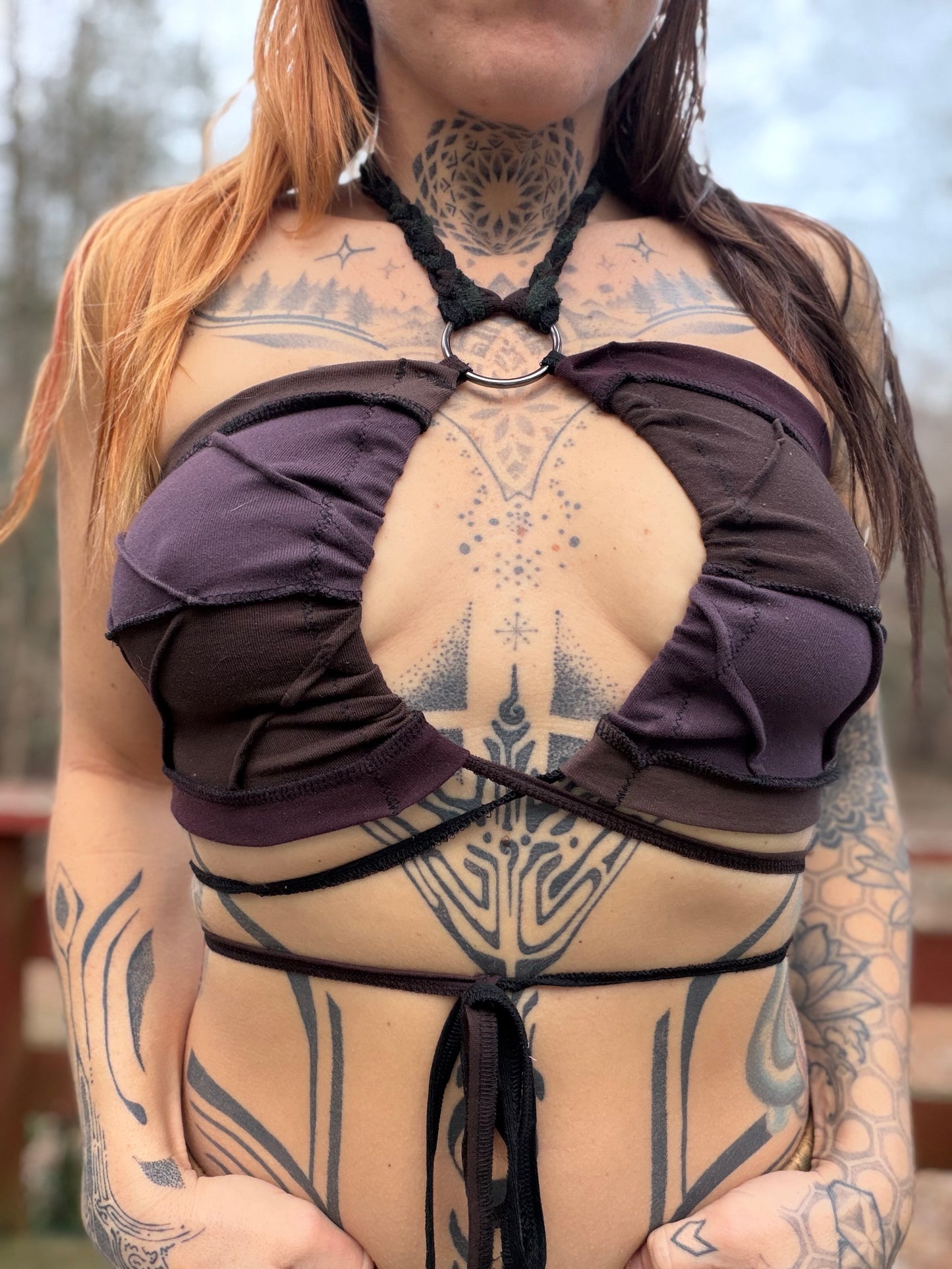 Plum Fae Leaf Bandeau Top