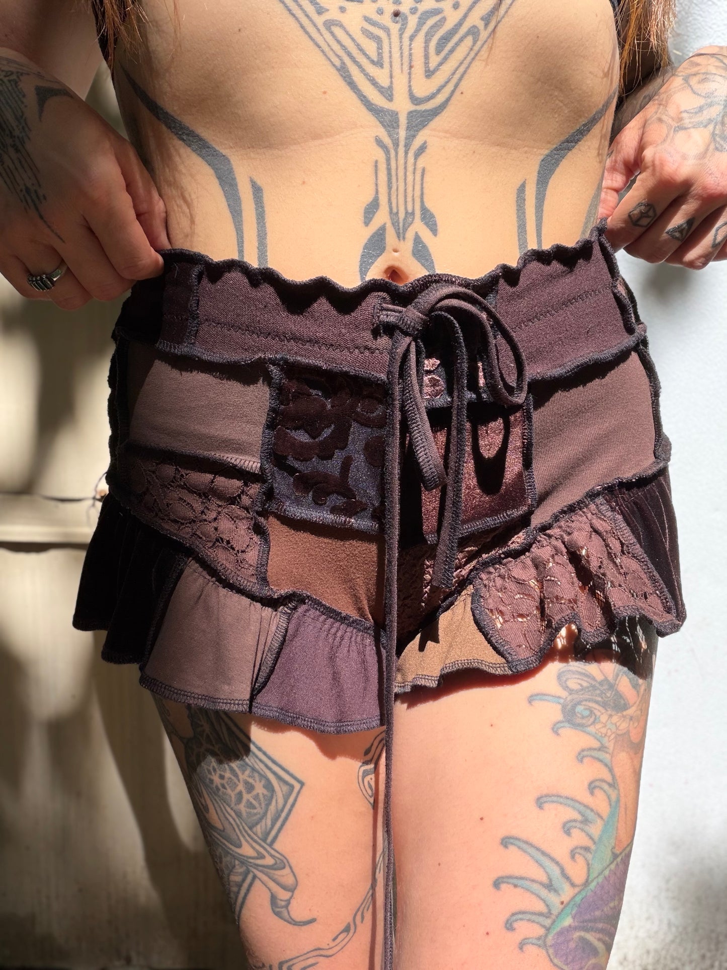 Rustic Monochrome Ruffle Shorts