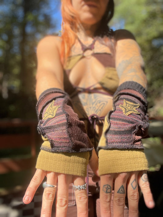Earthy celestial arm warmers