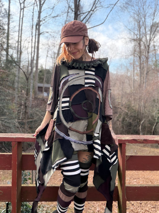 Stop & Smell the Lotus ~* Ruffle spiral pixie shirt dress