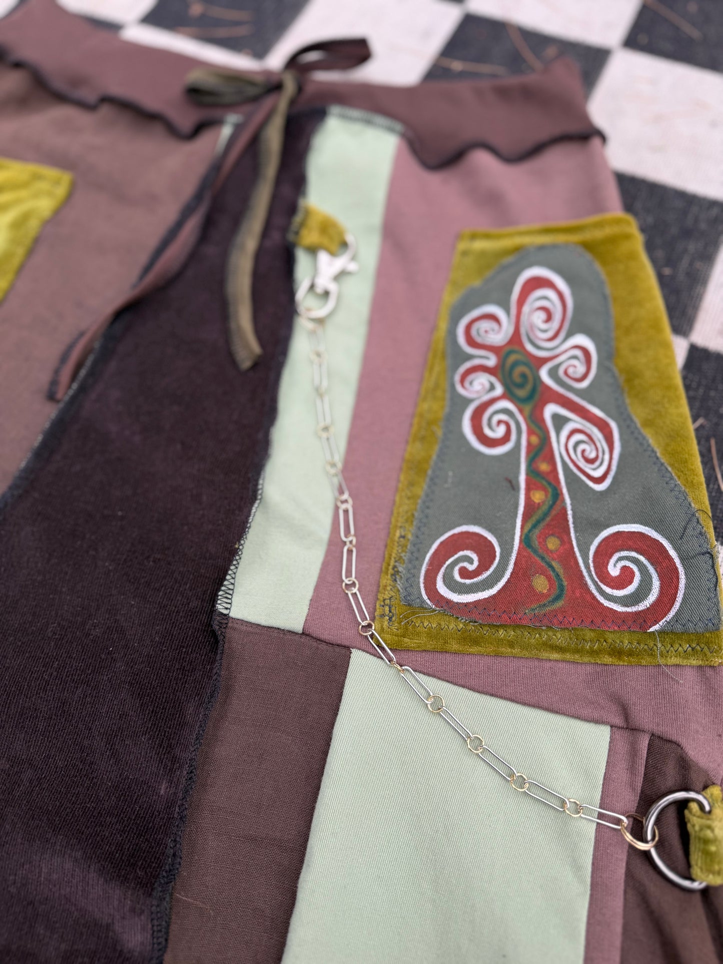 “Merge & Mend” Midi Artsy Skirt with Chain ~*