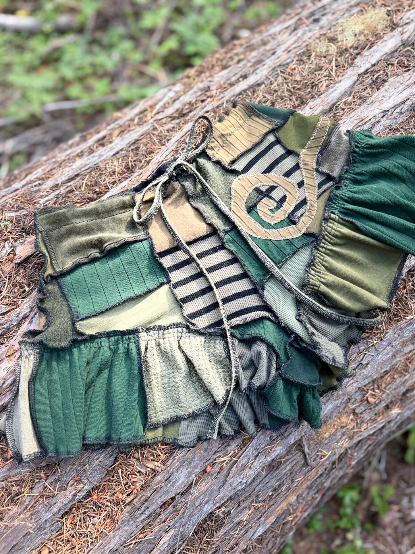 Green Monochrome Fae Ruffle Shorties