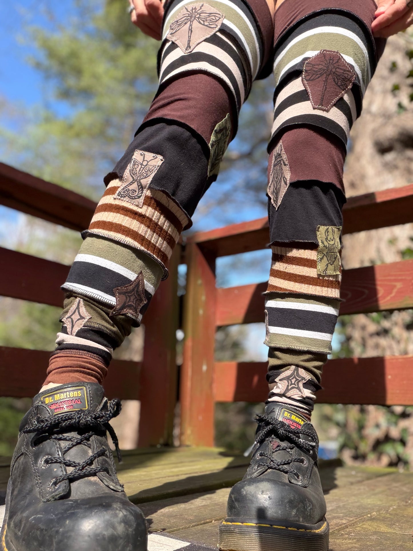 Earth Collage Leg Warmers With Garter Belt