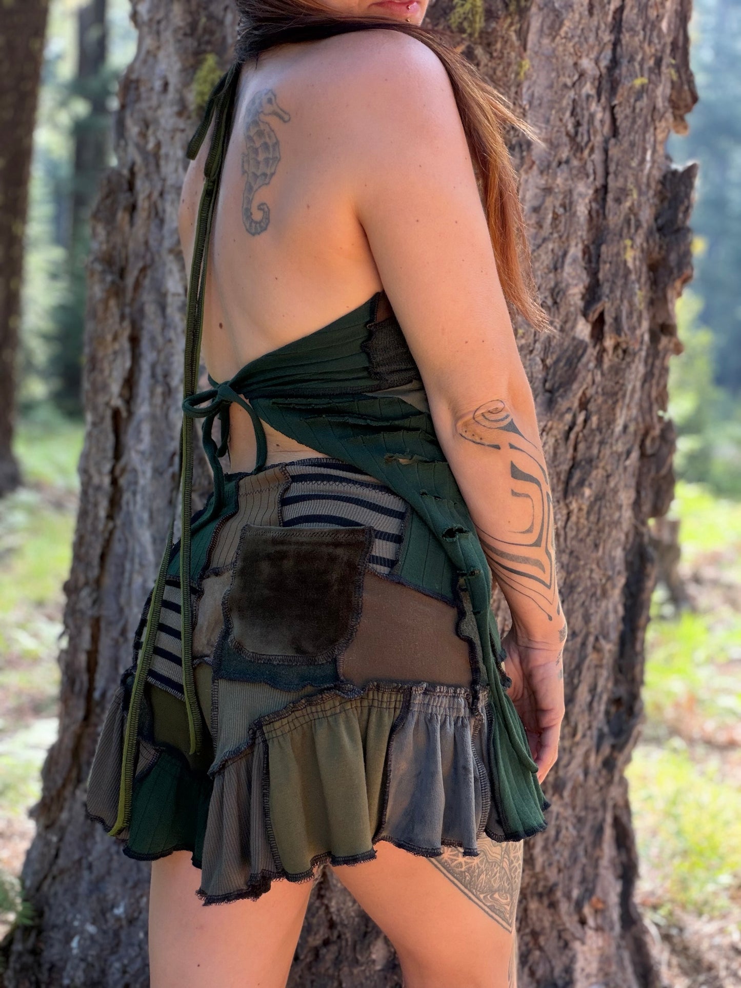 Green Monochrome Fae Ruffle Shorties