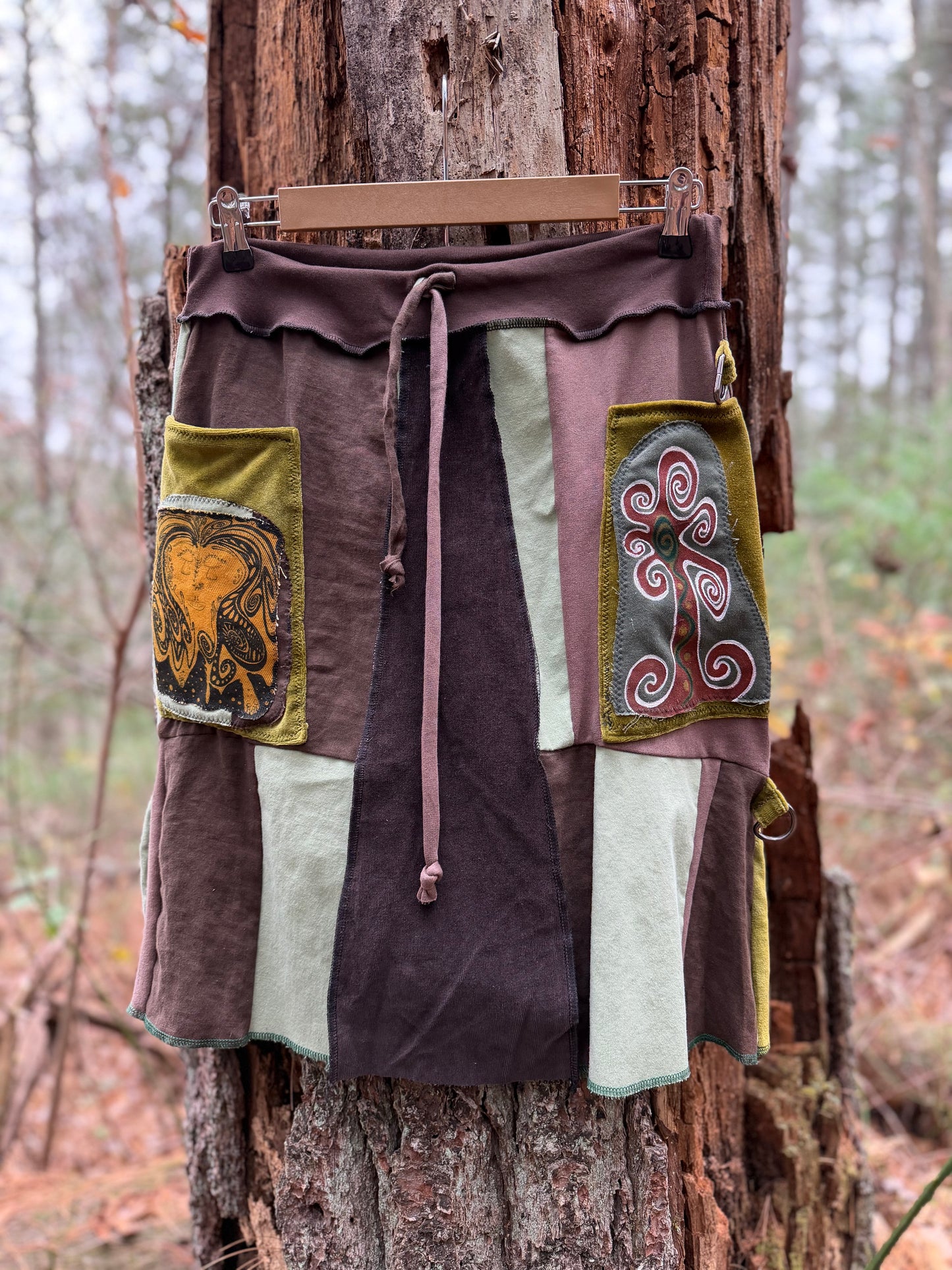 “Merge & Mend” Midi Artsy Skirt with Chain ~*