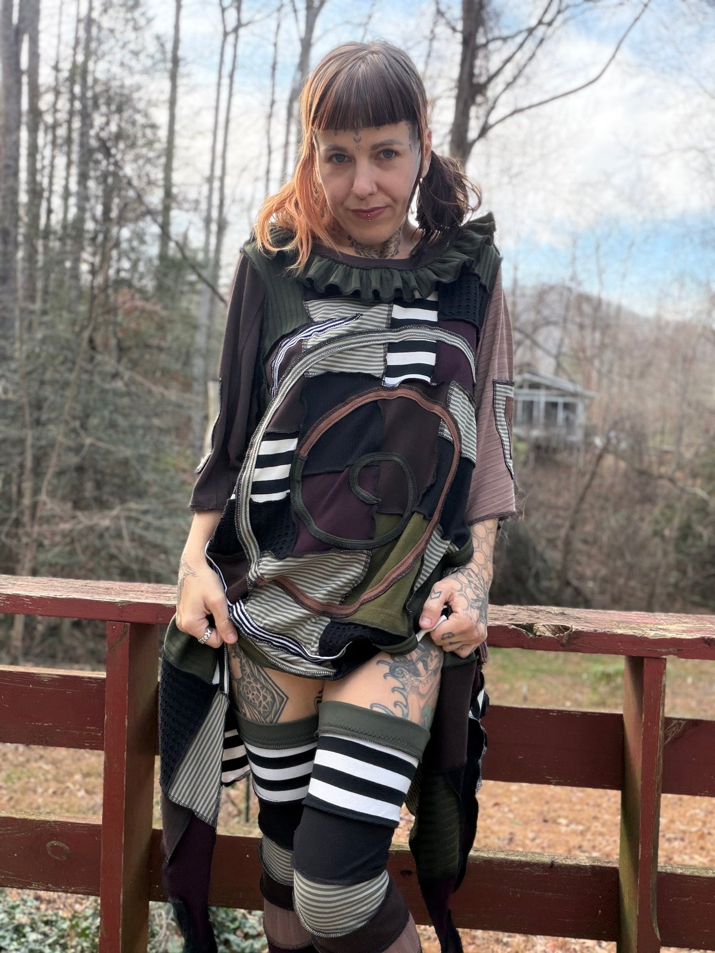 Stop & Smell the Lotus ~* Ruffle spiral pixie shirt dress