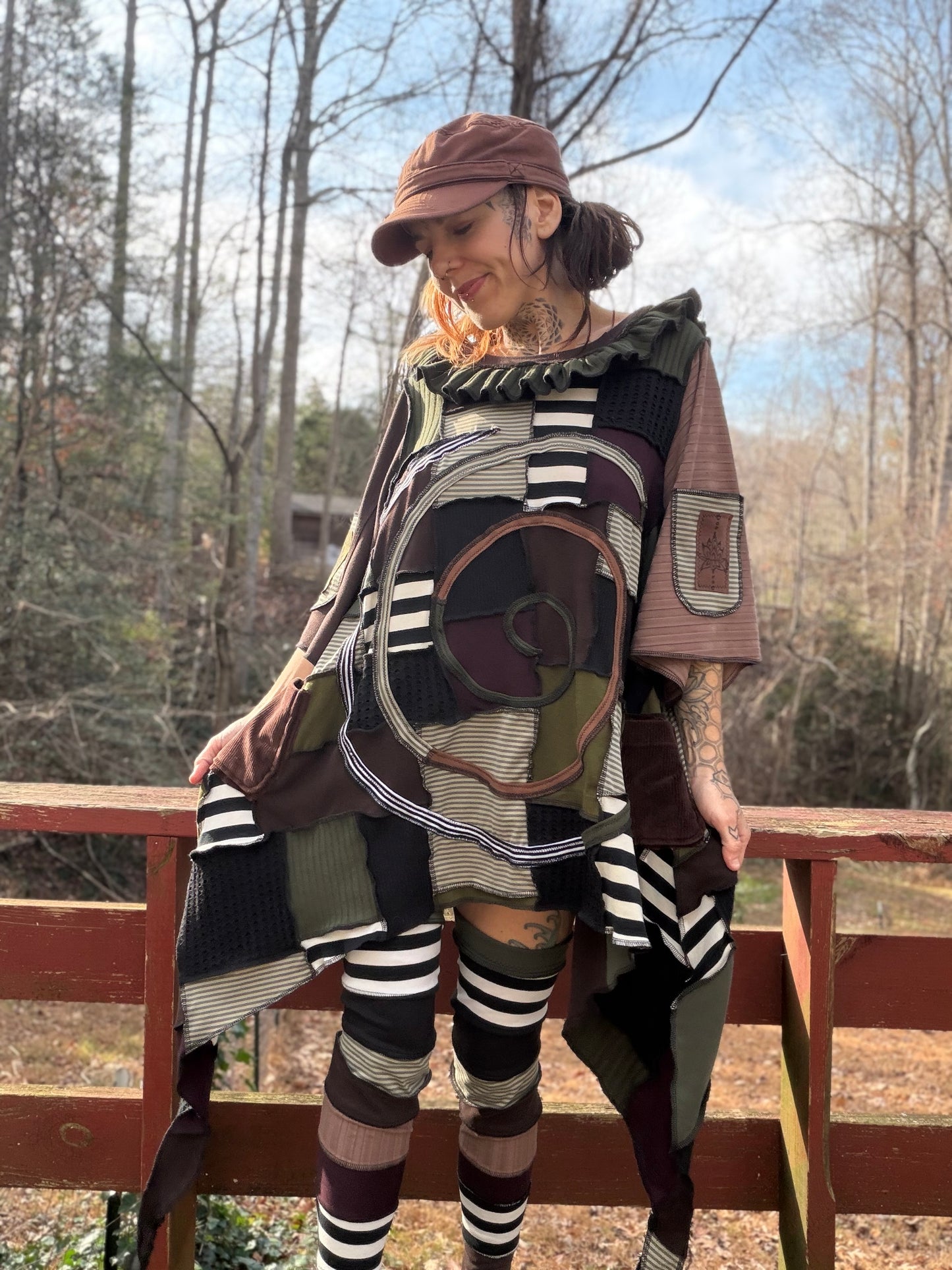 Stop & Smell the Lotus ~* Ruffle spiral pixie shirt dress