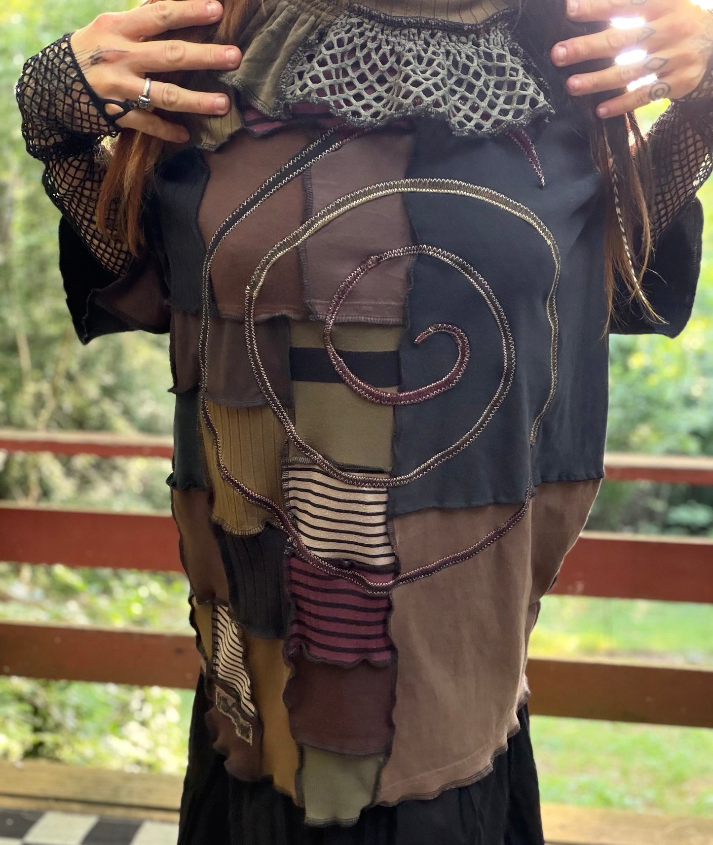 Swirl & Mesh Patchwork Clown T
