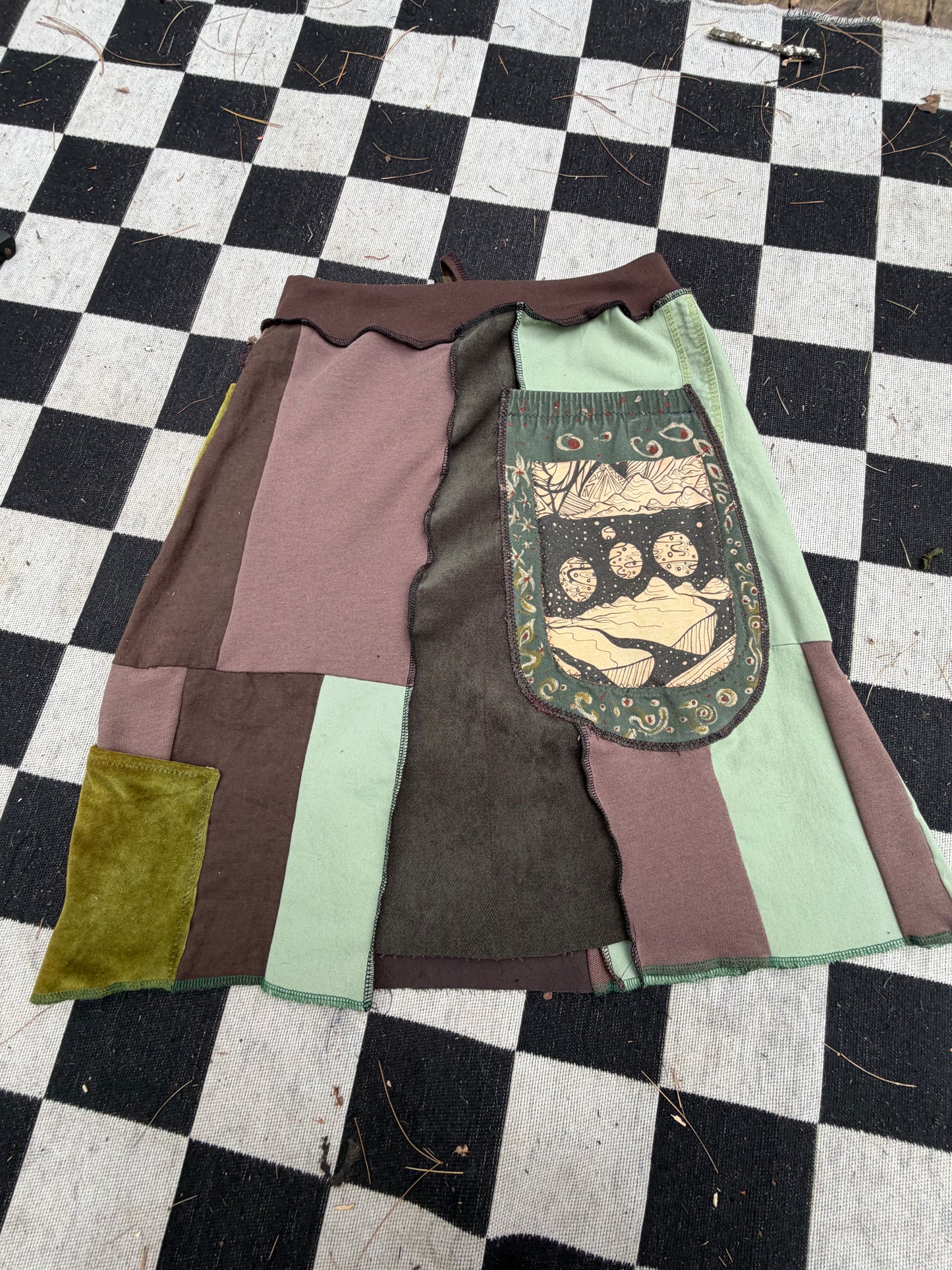 “Merge & Mend” Midi Artsy Skirt with Chain ~*