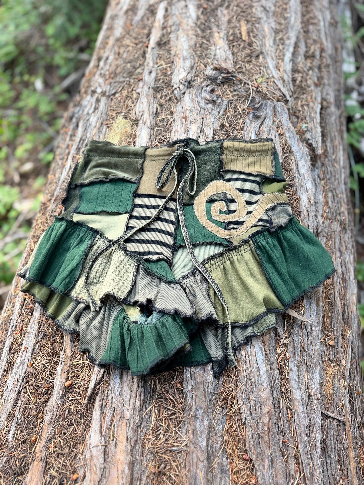 Green Monochrome Fae Ruffle Shorties