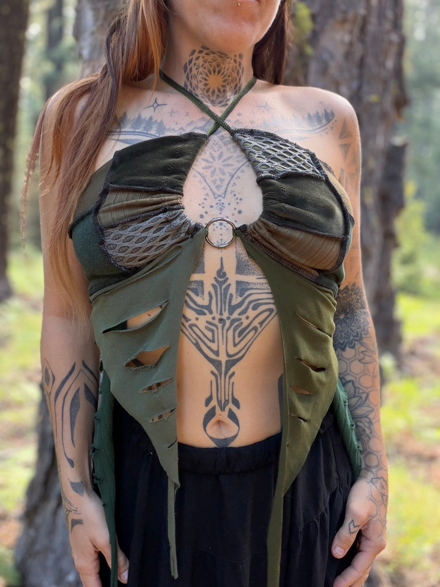 Green Monochrome Fae Pirate Top