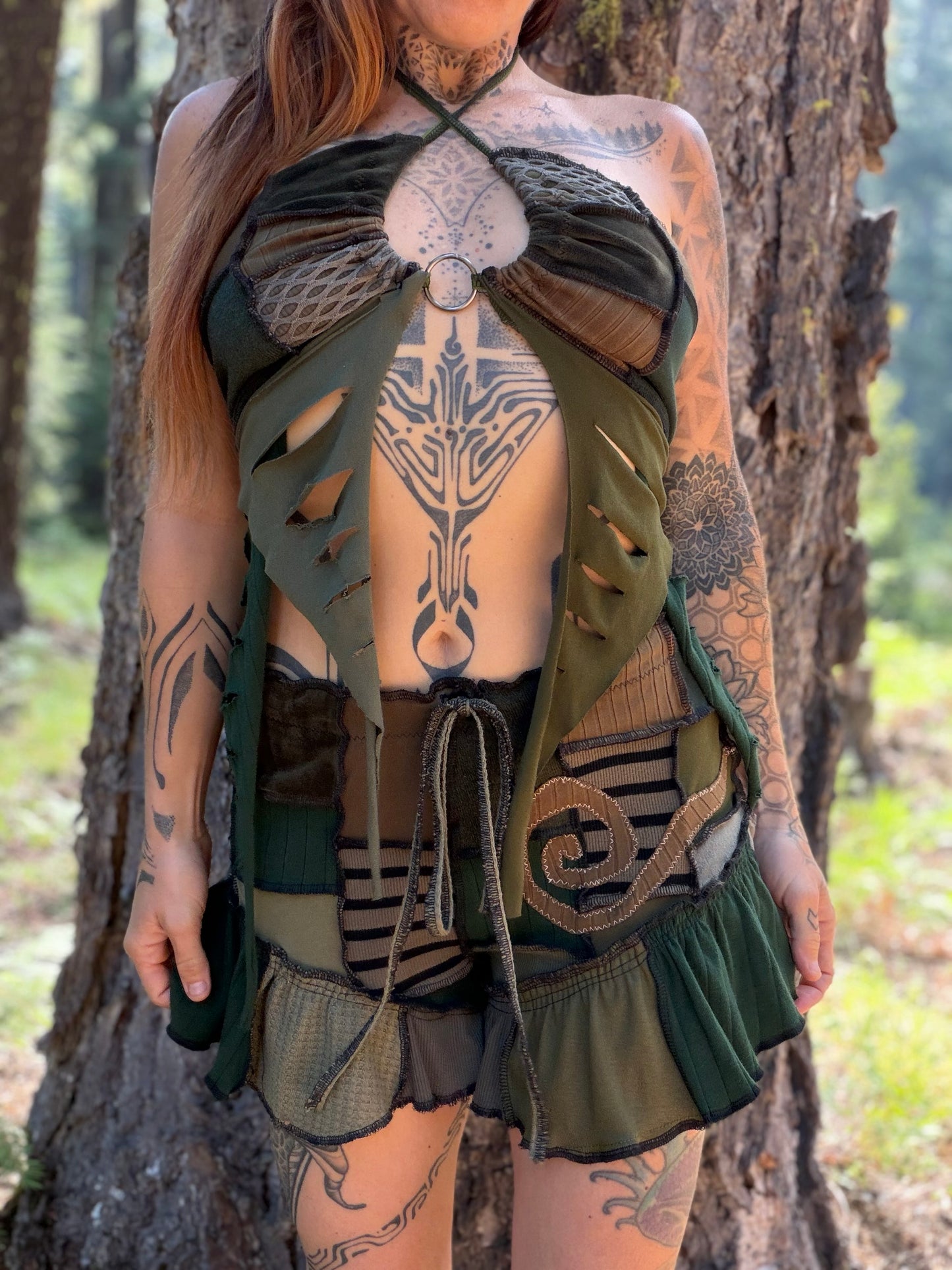 Green Monochrome Fae Pirate Top