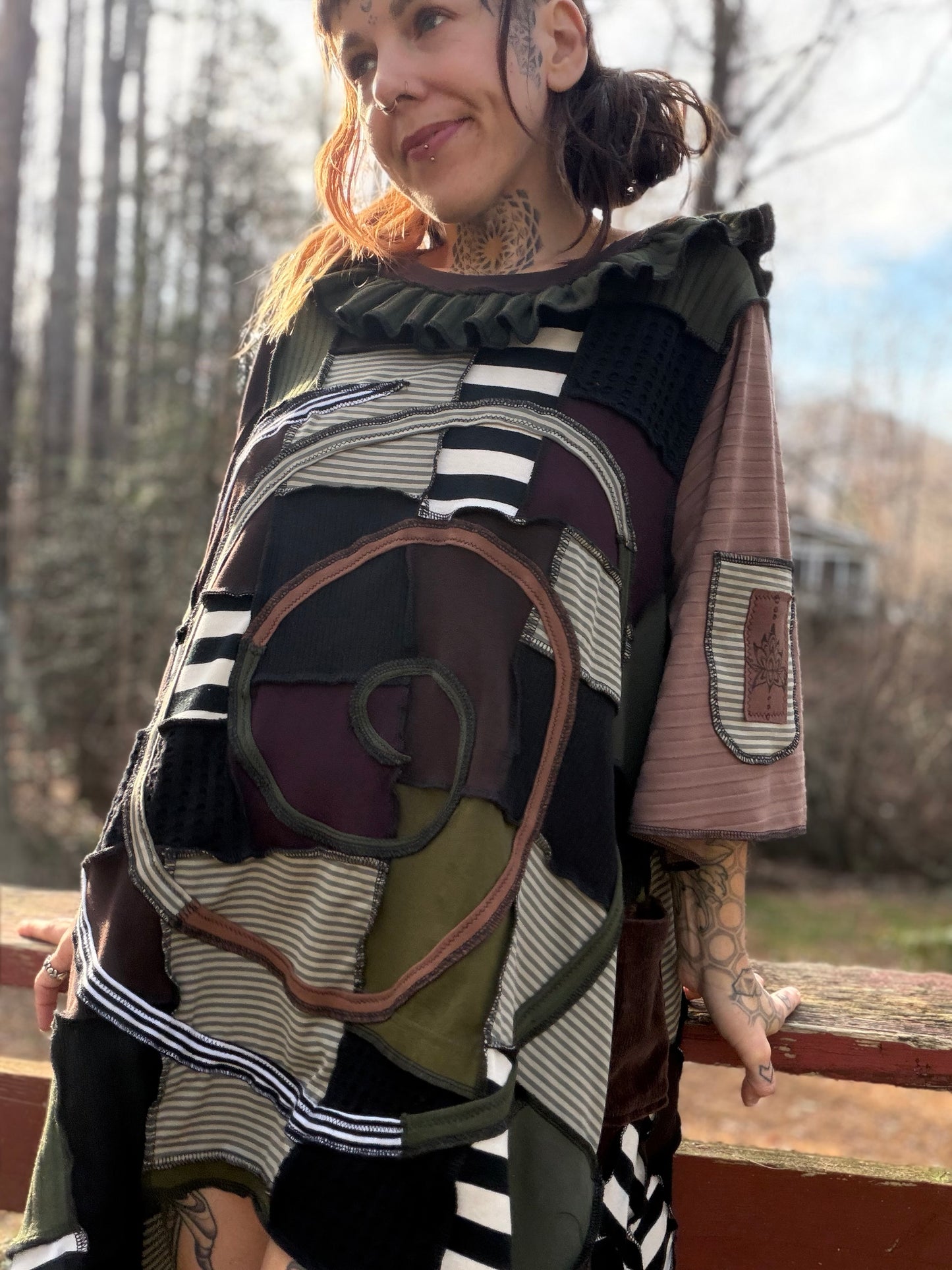 Stop & Smell the Lotus ~* Ruffle spiral pixie shirt dress