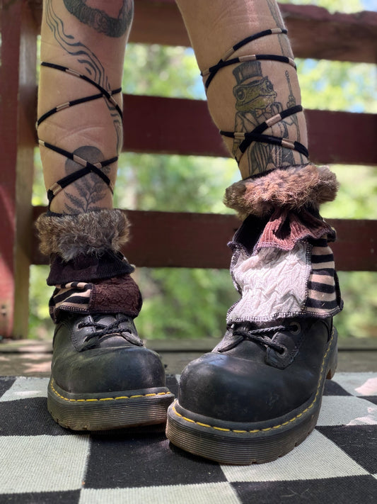 Goth Witch Fur Boot Cuffs