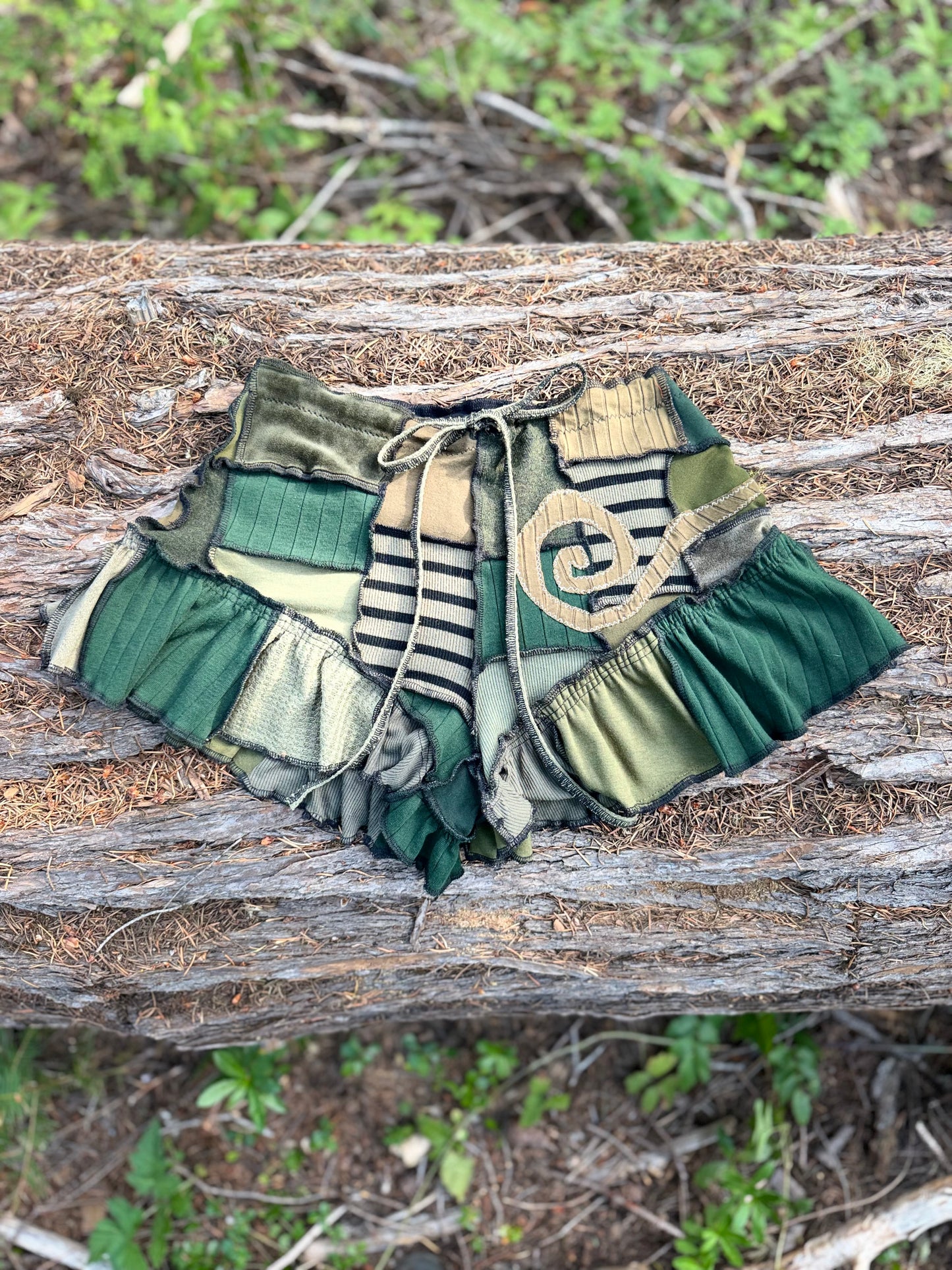 Green Monochrome Fae Ruffle Shorties