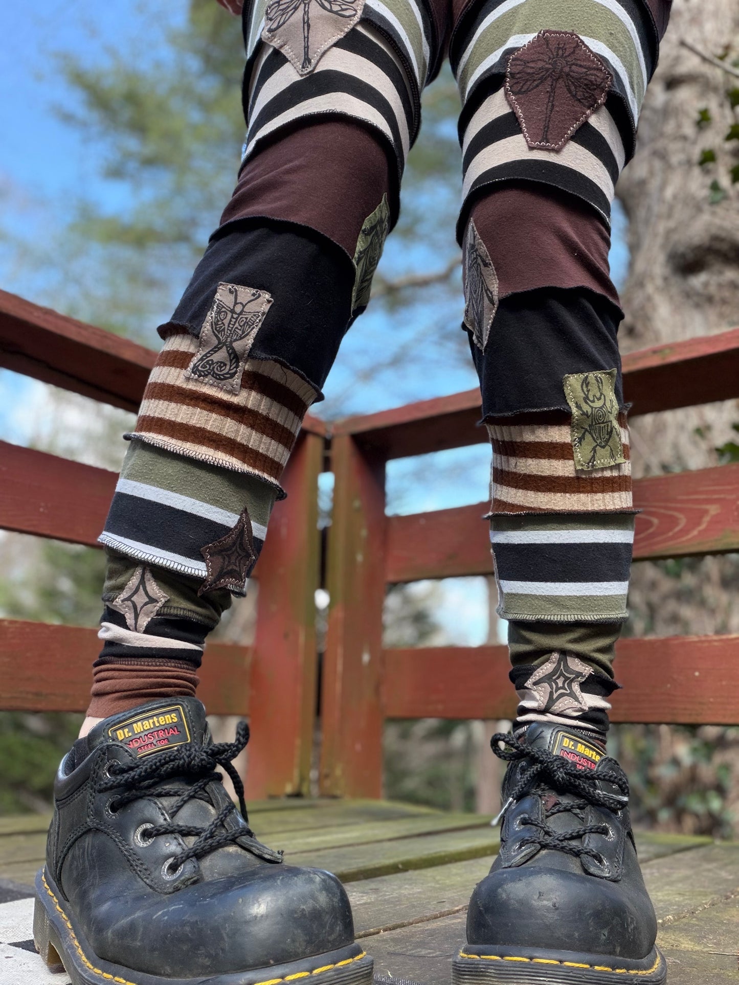 Earth Collage Leg Warmers With Garter Belt