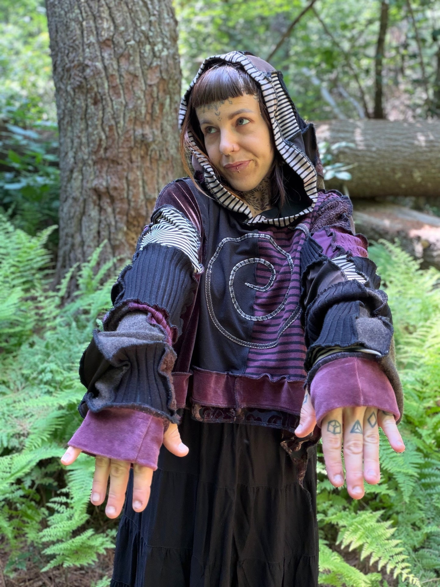 Spiral Out Wizard Crop Hoodie