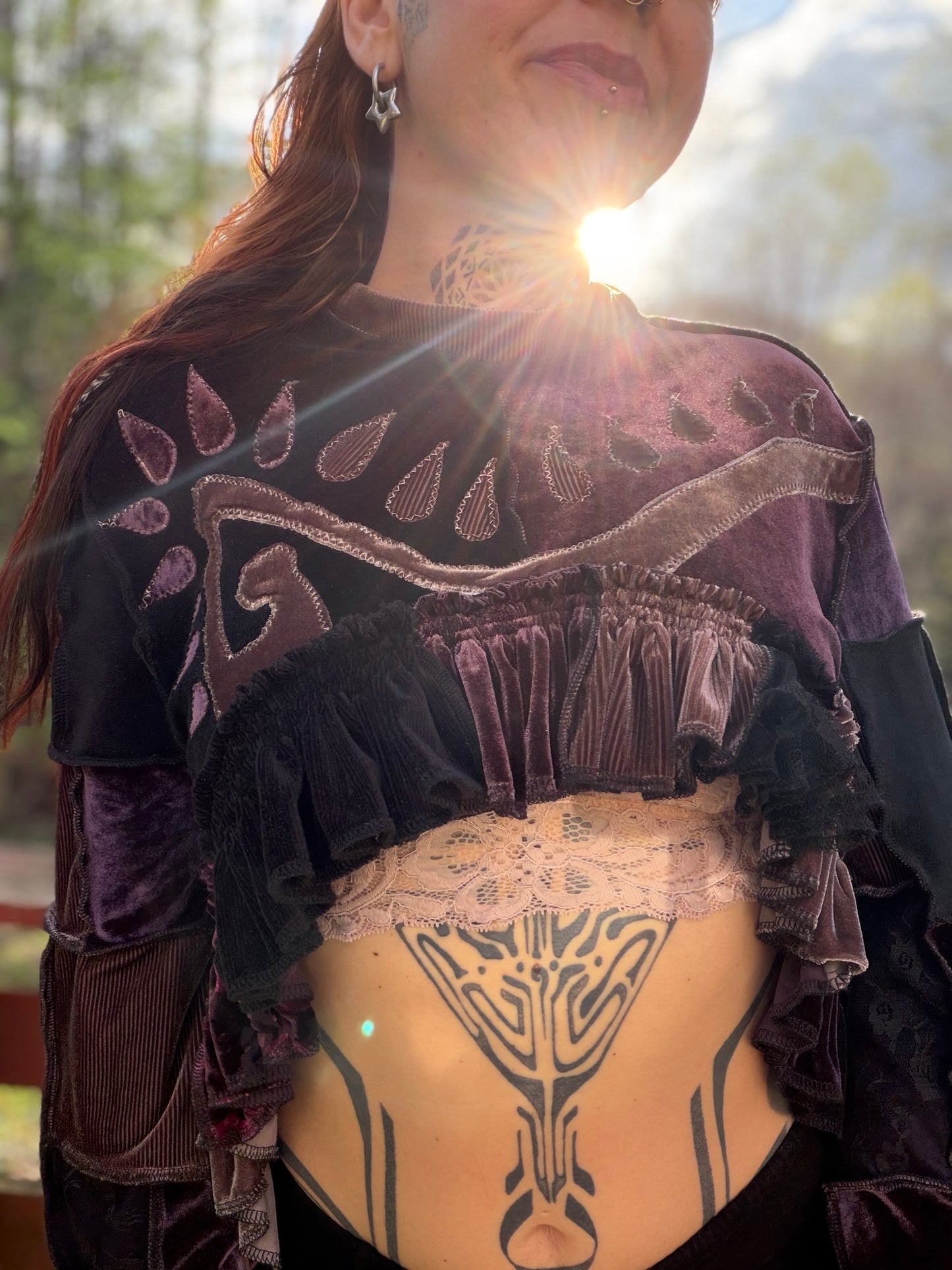 Goth Plum Velvet Fern Bolero