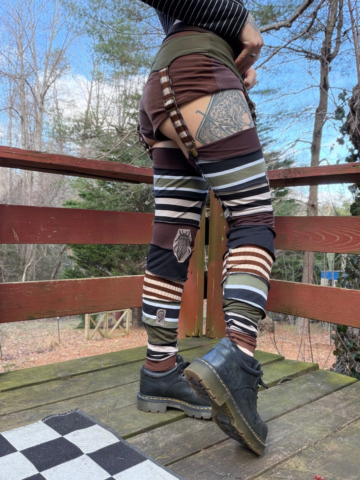 Earth Collage Leg Warmers With Garter Belt