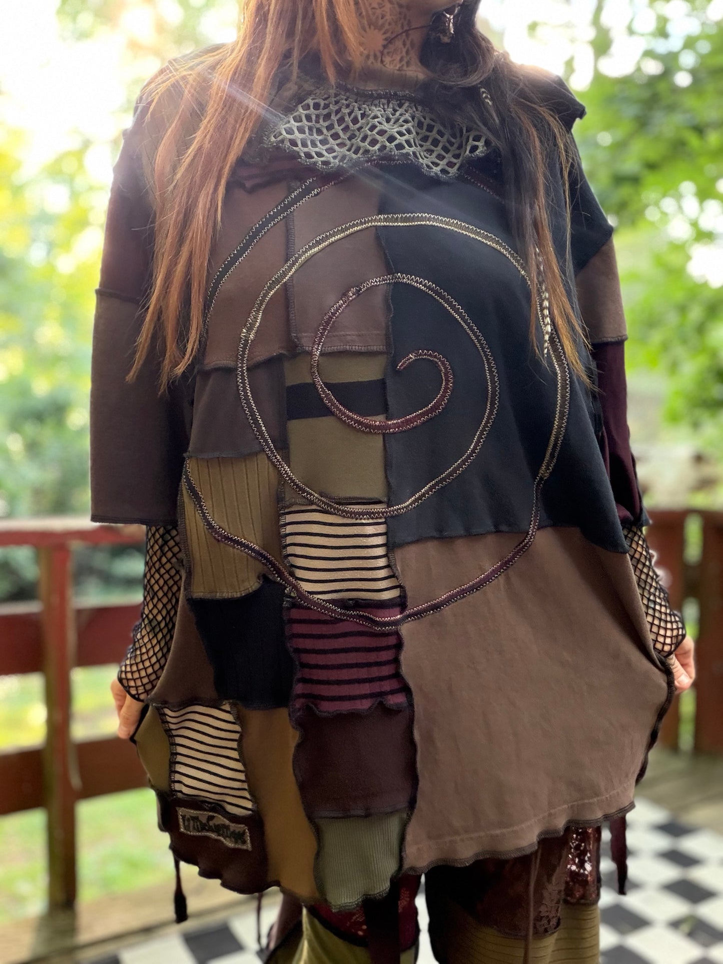 Swirl & Mesh Patchwork Clown T