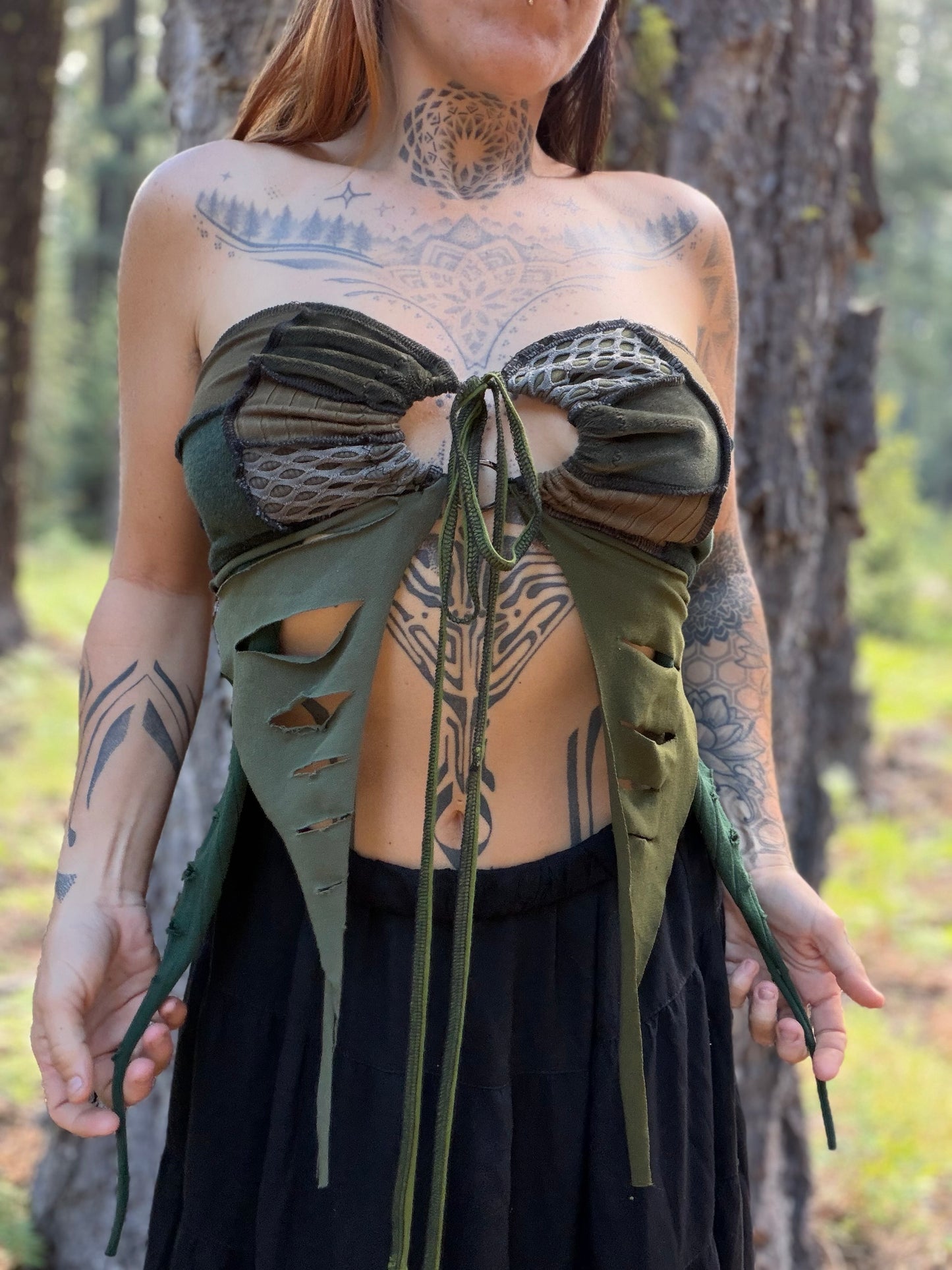Green Monochrome Fae Pirate Top
