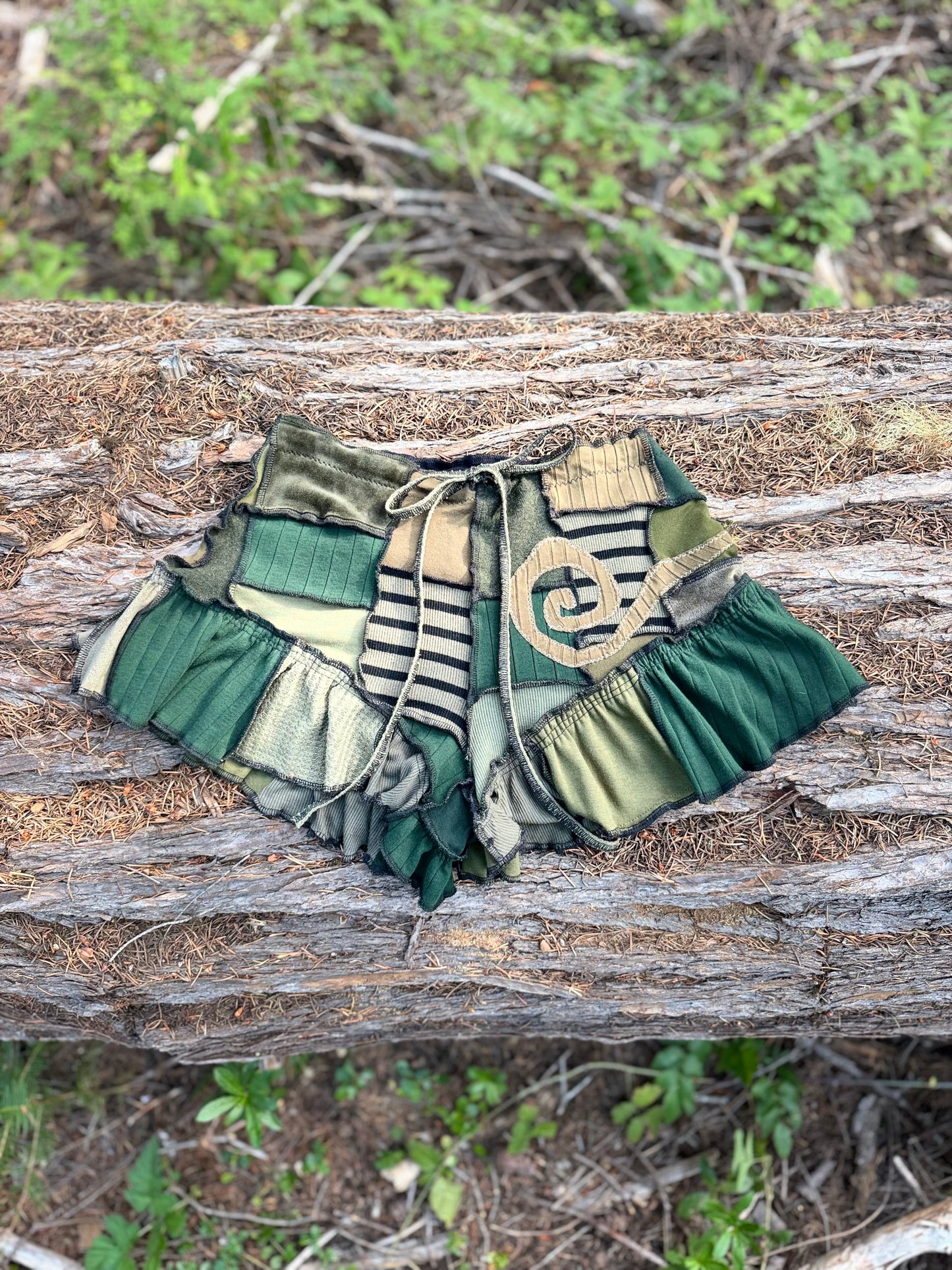 Green Monochrome Fae Ruffle Shorties