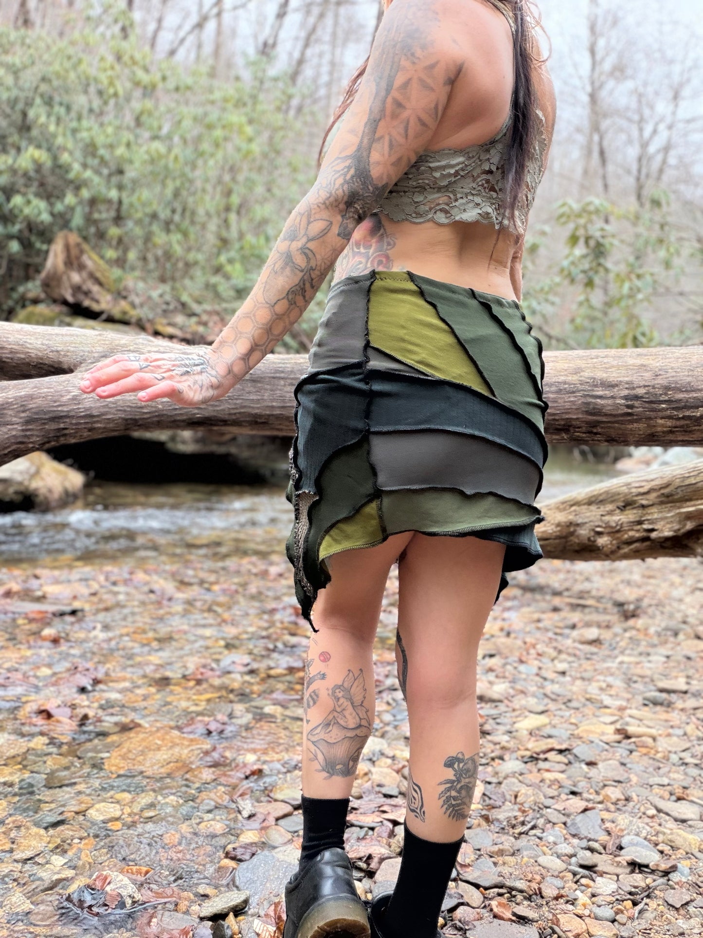 Moss Goddess Wrap Mini Skirt